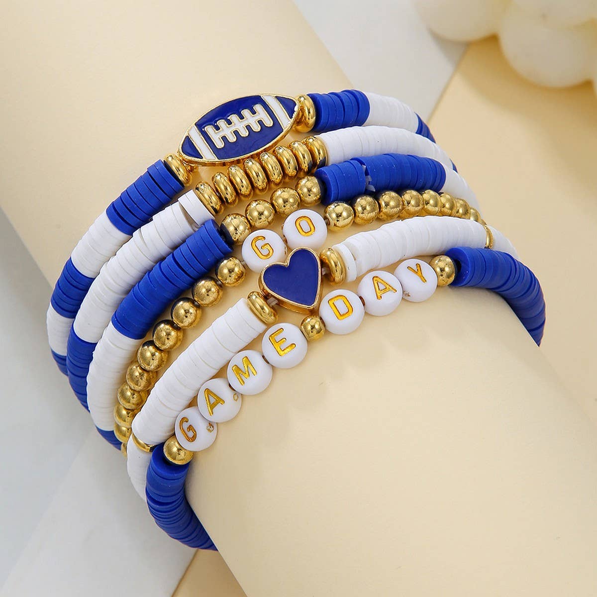 Football 6 Piece Stack Bracelets