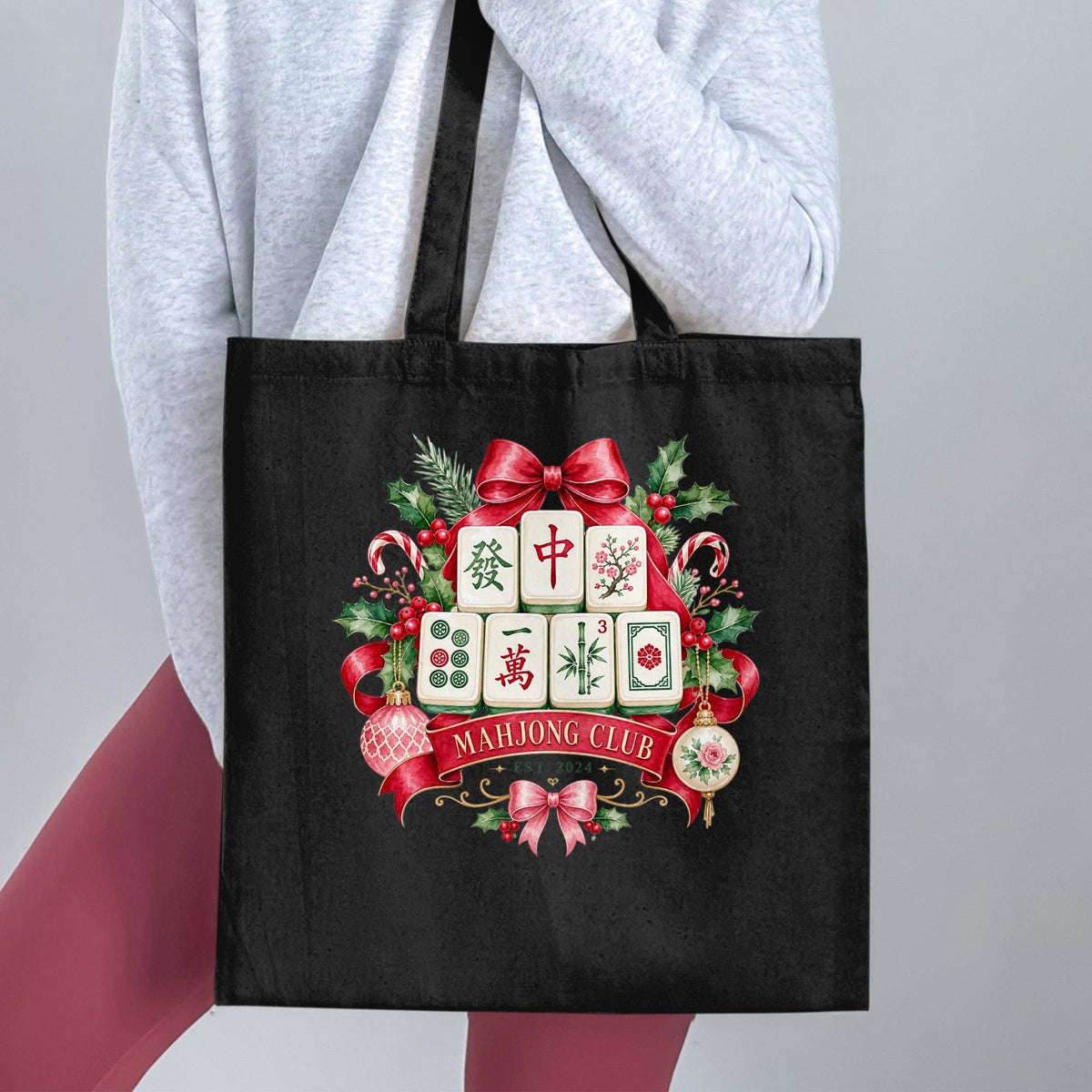 Festive Mahjong Club Holiday Tote