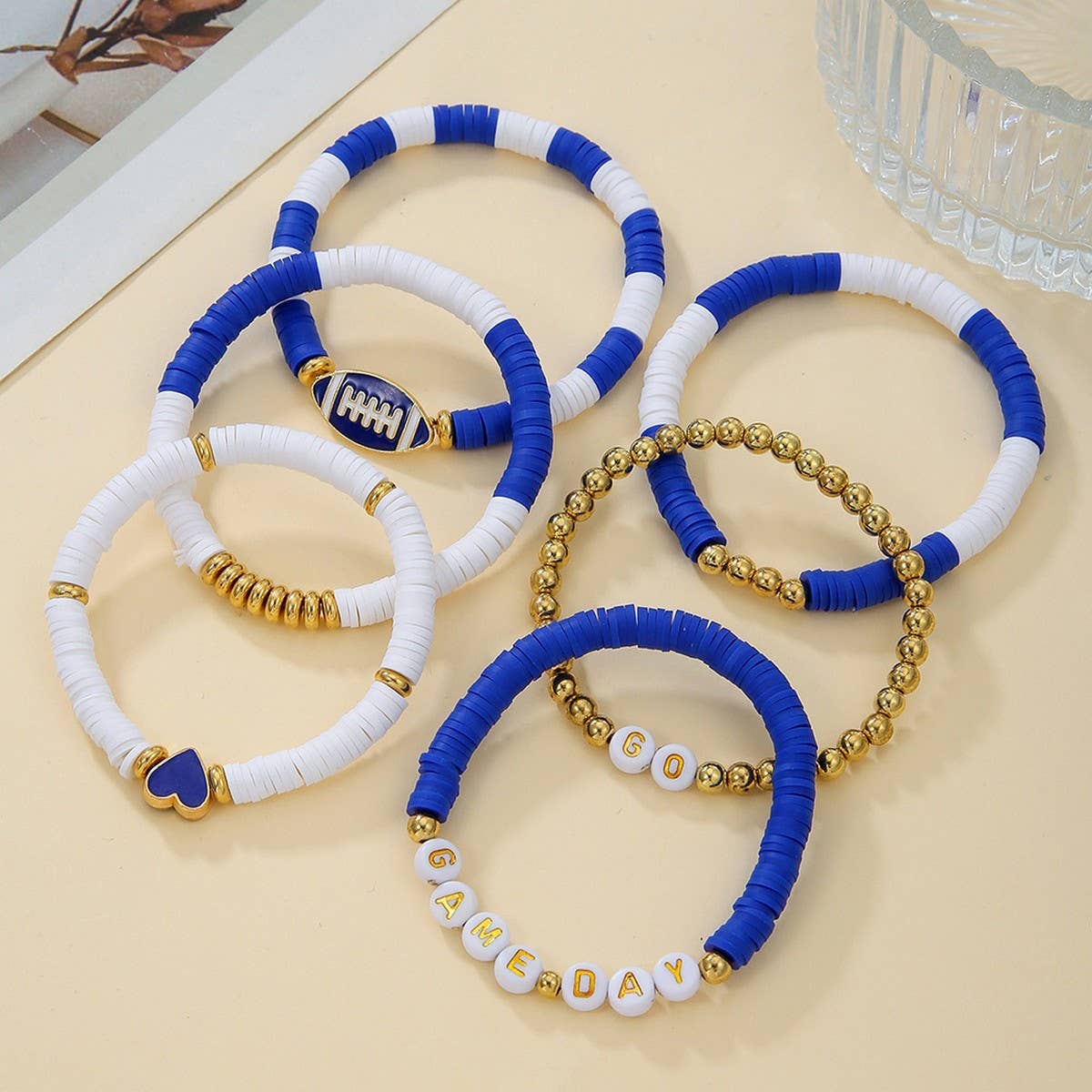 Football 6 Piece Stack Bracelets