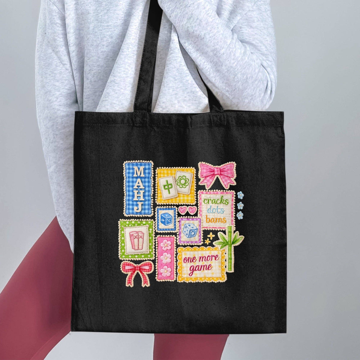 Charming "One More Game" Mahjong Tote