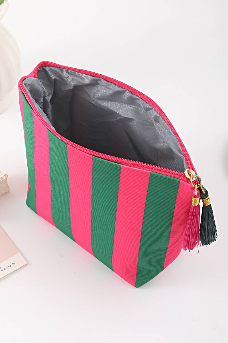 Striped Cosmetic Makeup Clutch