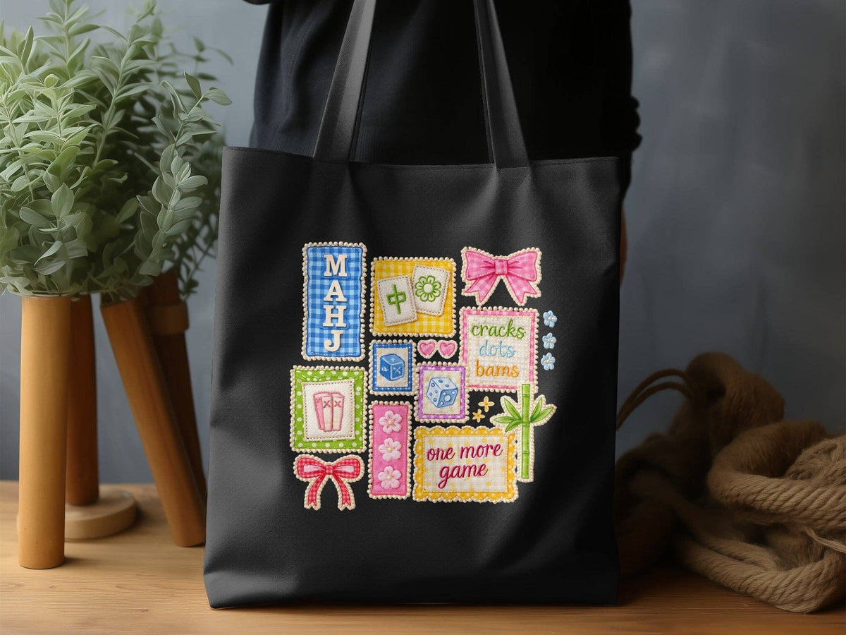 Charming "One More Game" Mahjong Tote