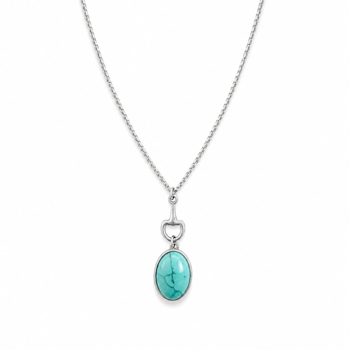 Equestrian Bit Waterproof  Natural Turquoise Necklace