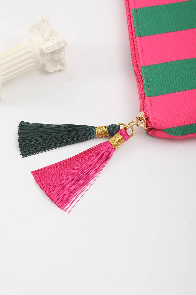 Striped Cosmetic Makeup Clutch