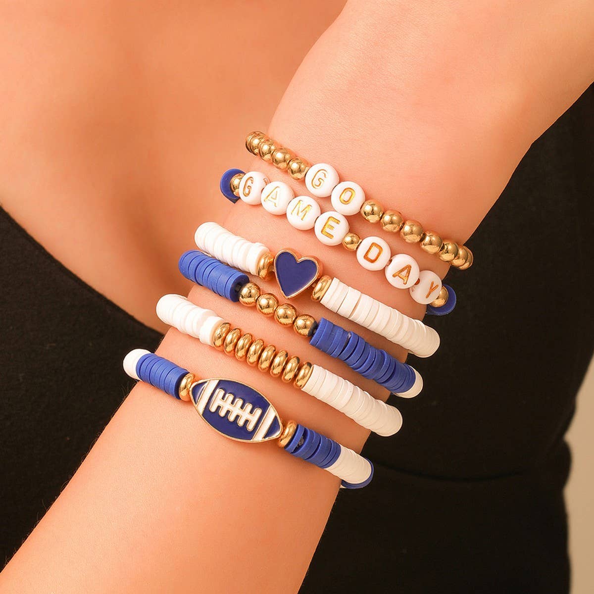 Football 6 Piece Stack Bracelets