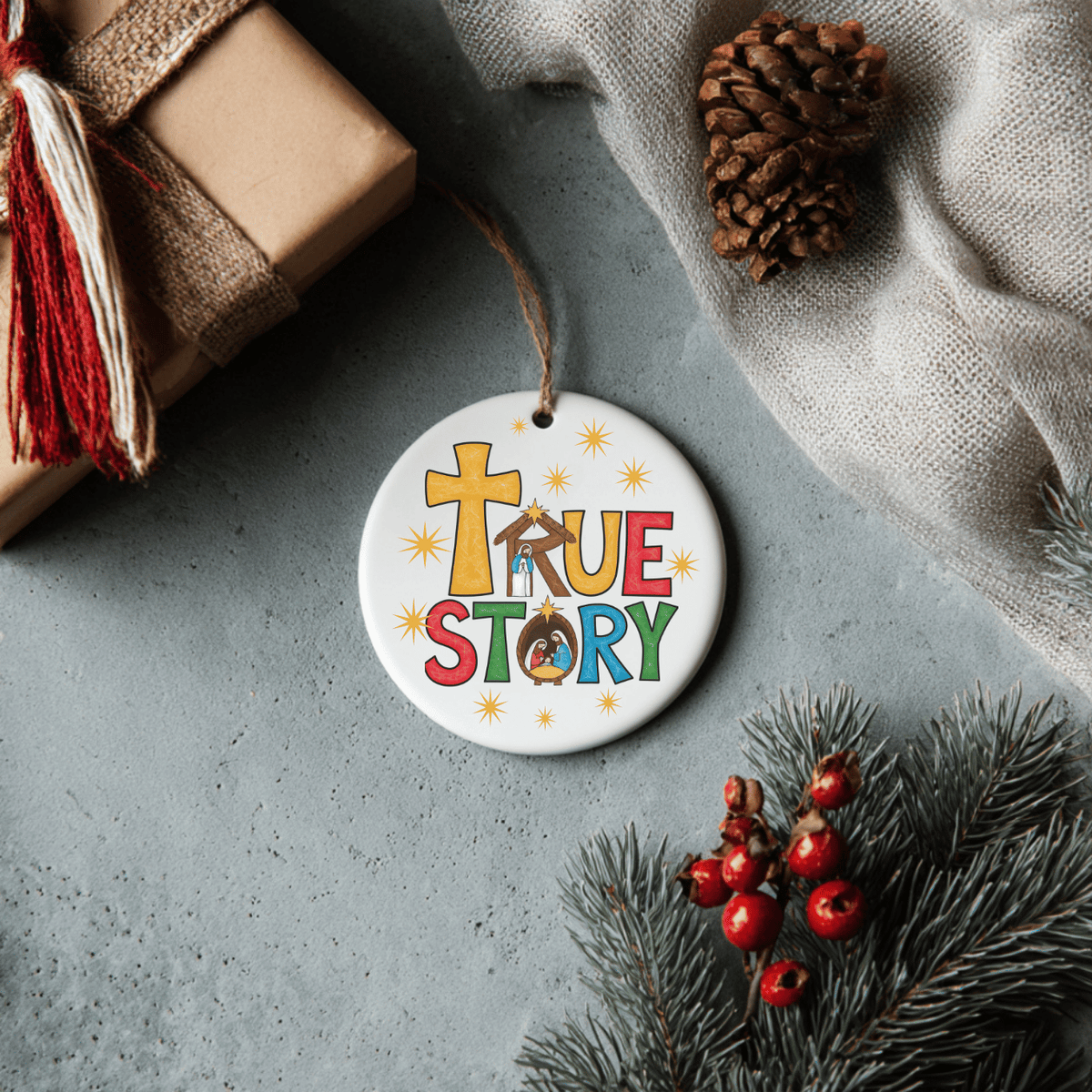 True Story Christian Ceramic Ornament