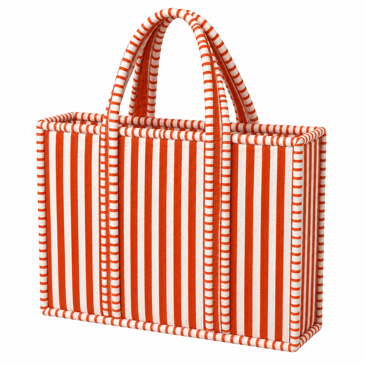 Orange and White Striped Quilted Bag Print