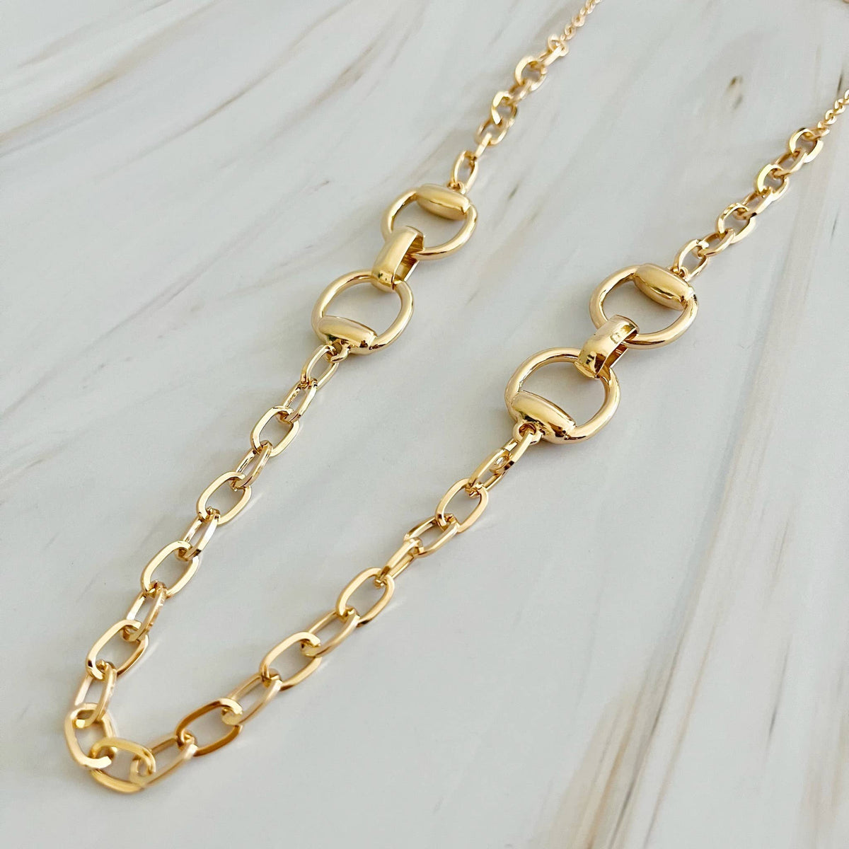 Gold Double Equestrian Bit Chain Necklace