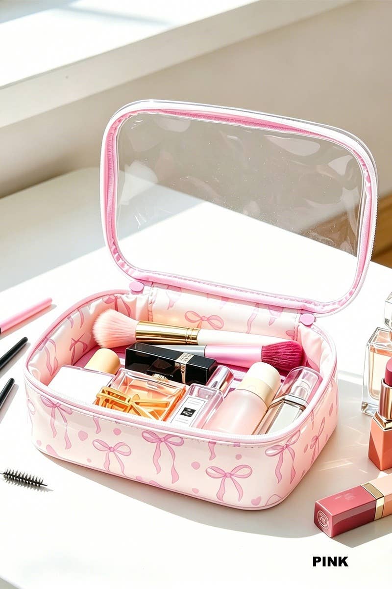 Coquette Bow Transparent Cosmetic Bag