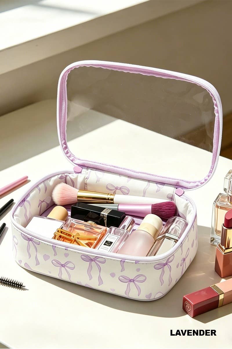 Coquette Bow Transparent Cosmetic Bag