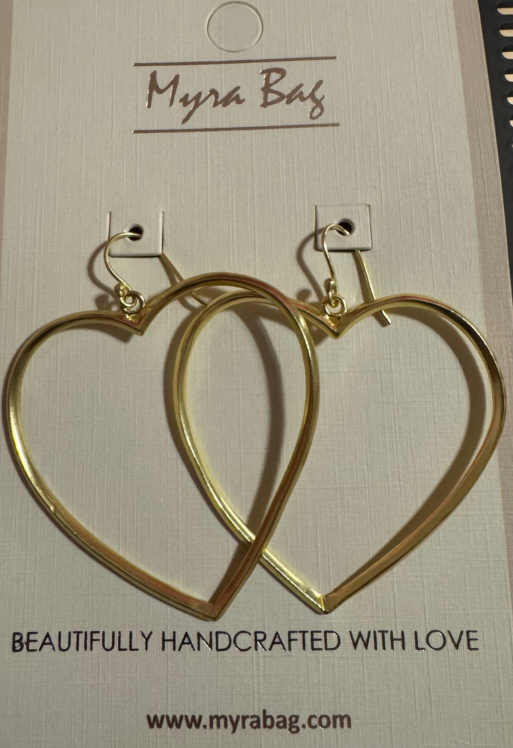 Myra Gold Plated Large Heart Hoops