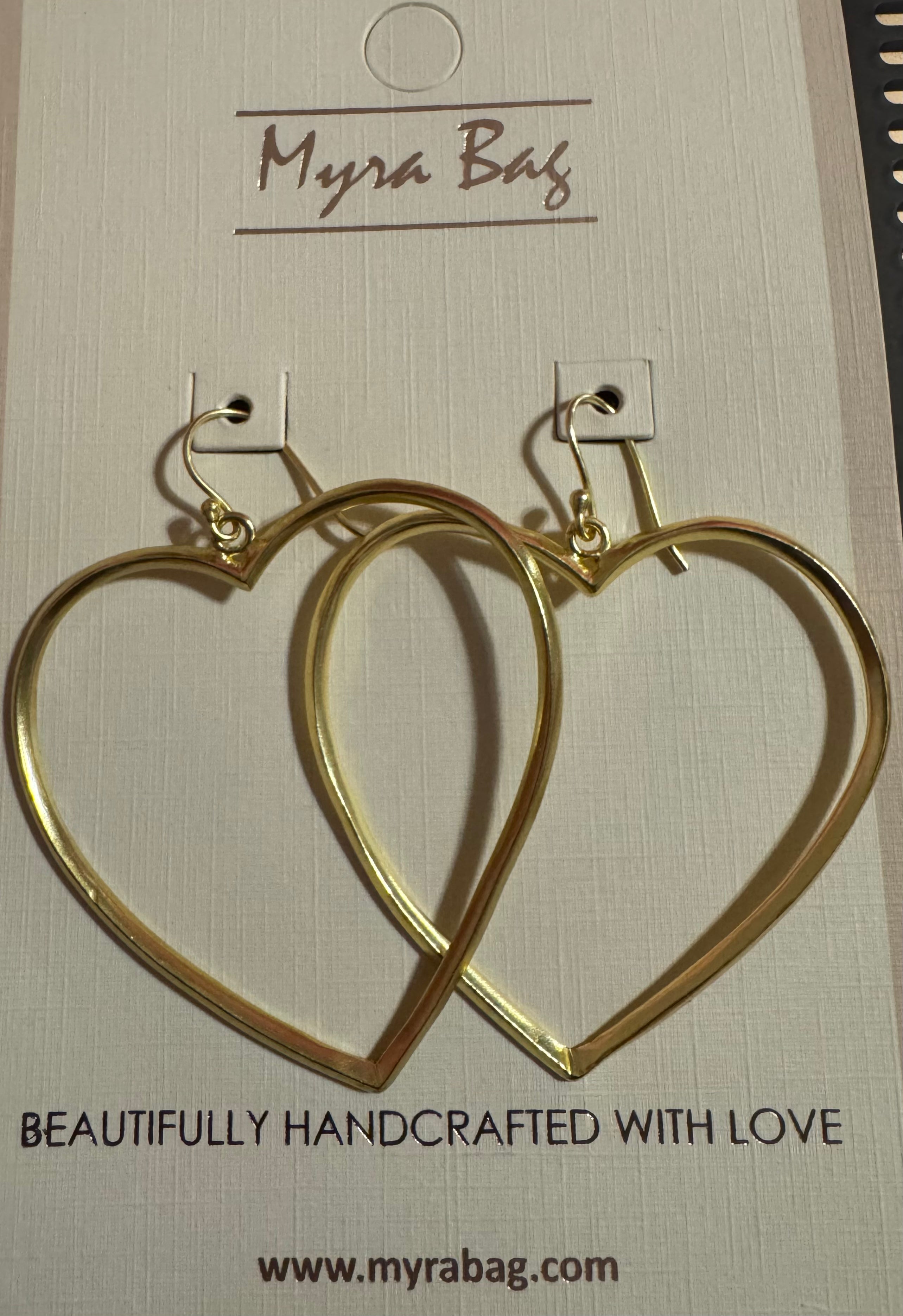 Myra Gold Plated Large Heart Hoops