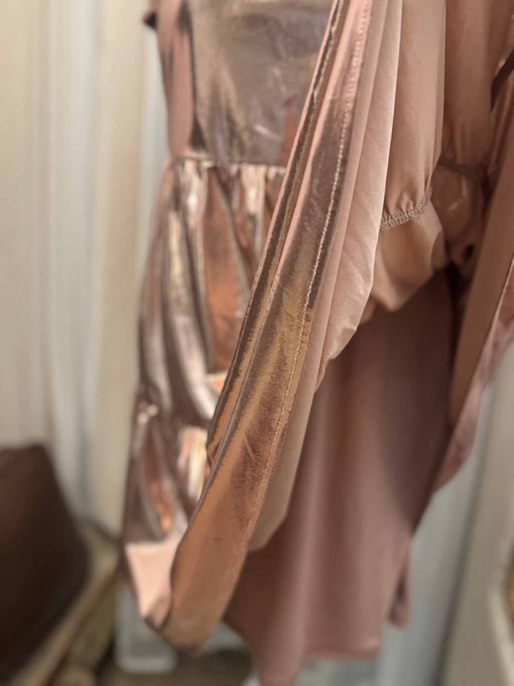Jodifl Rose Gold Metallic Baby Doll Dress