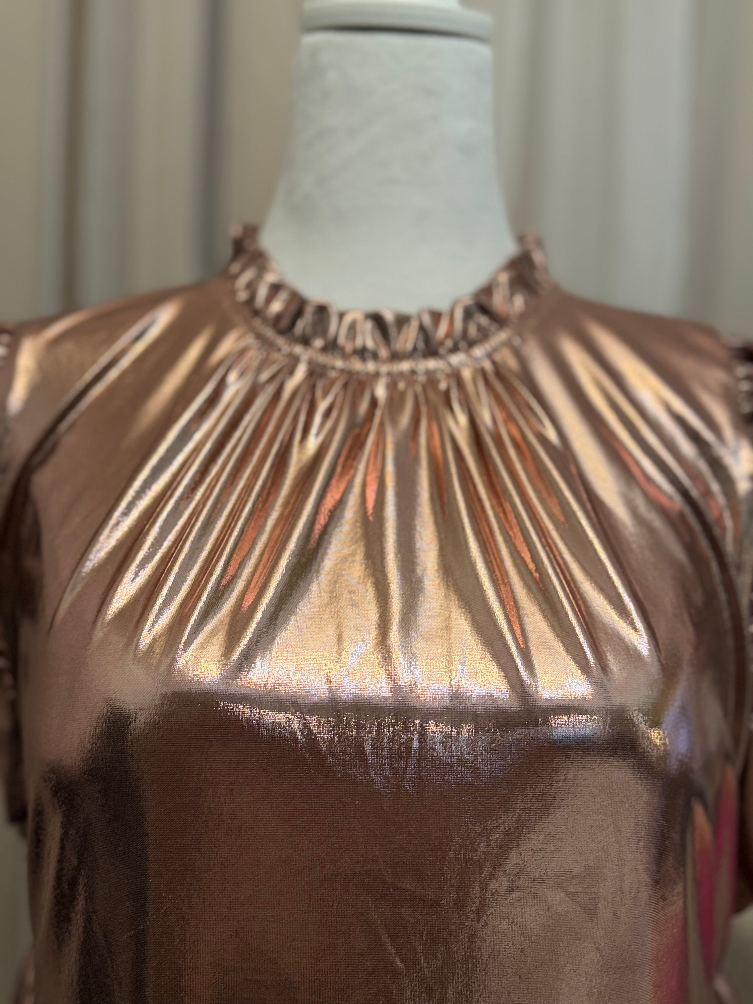 Jodifl Rose Gold Metallic Baby Doll Dress