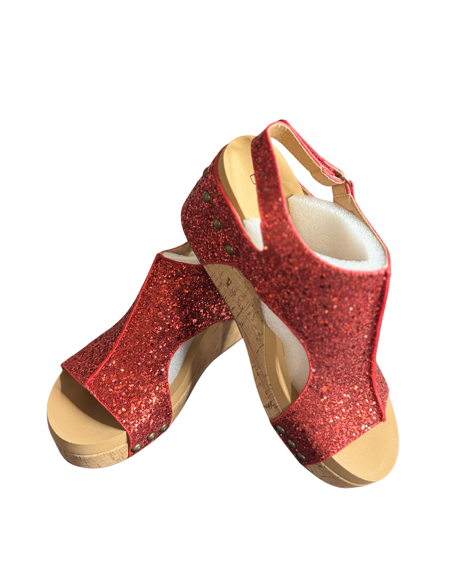 Carley Red Glitter Wedges by Corkys