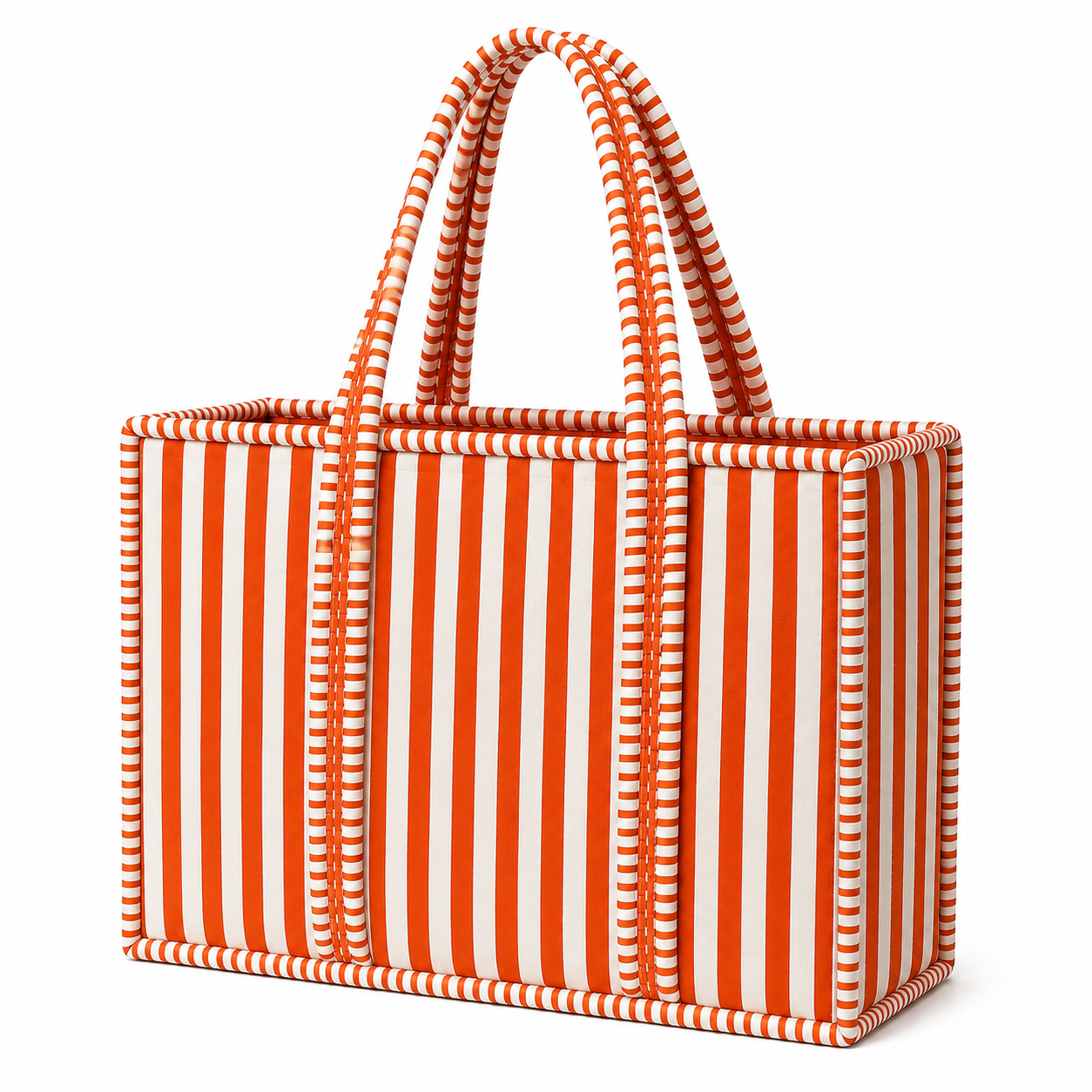 Orange and White Striped Quilted Bag Print