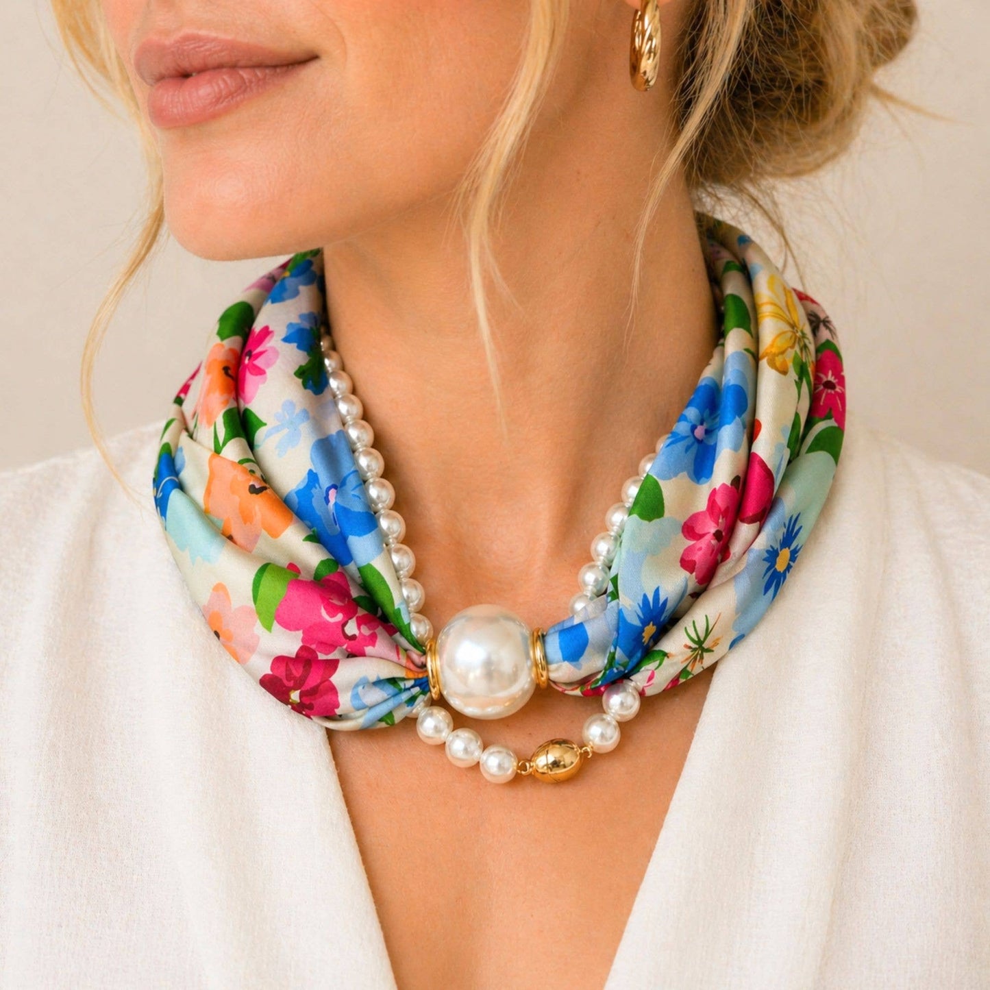 Luxe Pearl Scarf Necklace