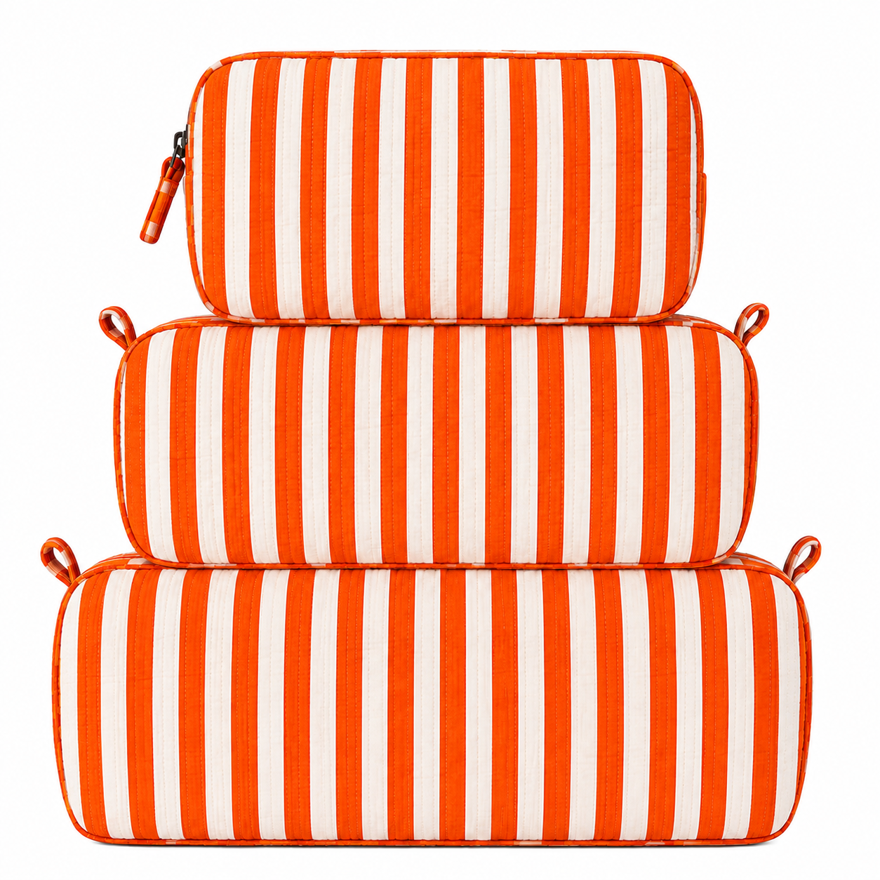 Orange and White Striped Quilted Bag Print