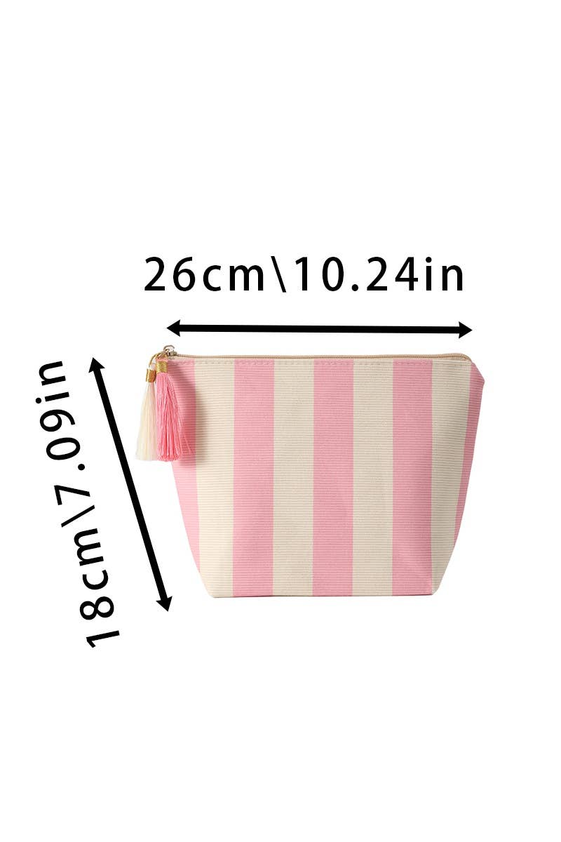 Striped Cosmetic Makeup Clutch